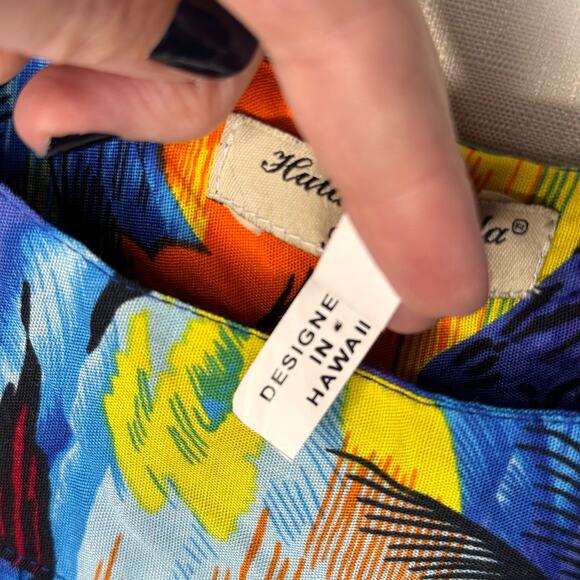 HULA HULA Hawaiian Print Dress Womens XL Midi Sleeveless Floral Beach Vacation - Picture 9 of 12